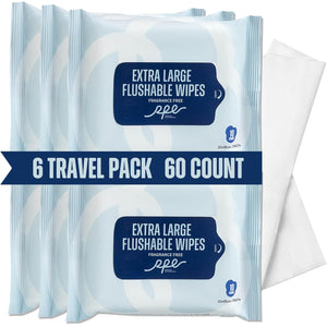 Flushable Wipes 60ct, 6 Travel Pack