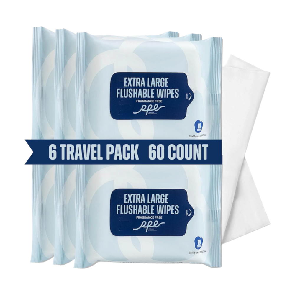 Flushable Wipes 60ct, 6 Travel Pack