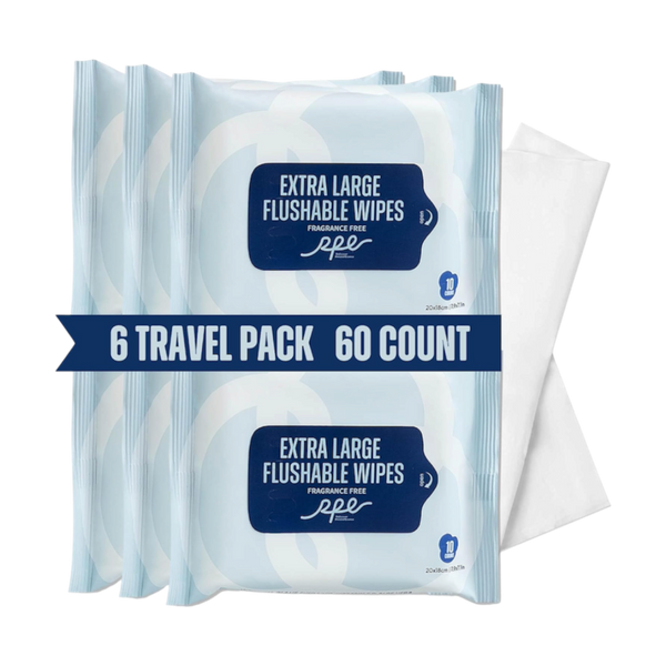 Flushable Wipes 60ct, 6 Travel Pack